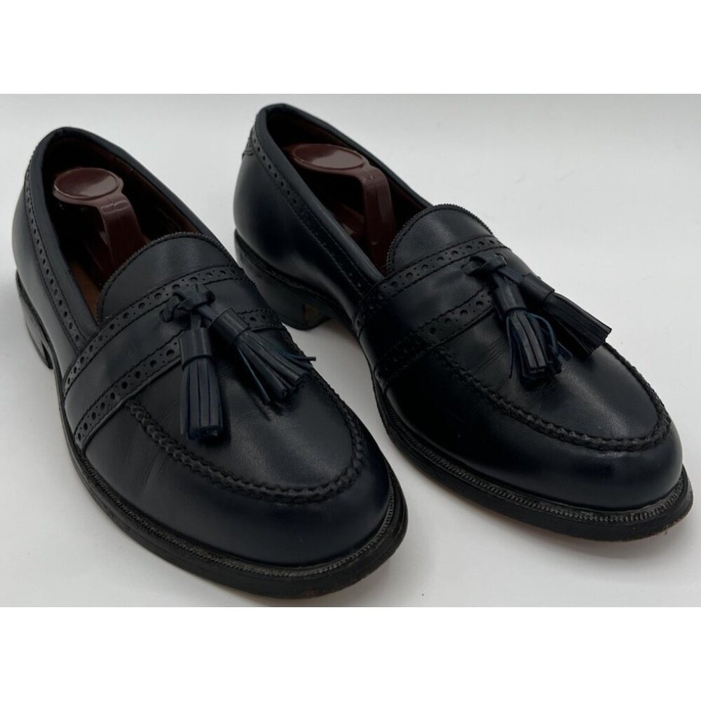 Allen Edmonds Harvard Loafers Brogue Tassel Dark Navy Blue Shoes Mens Size 7 C